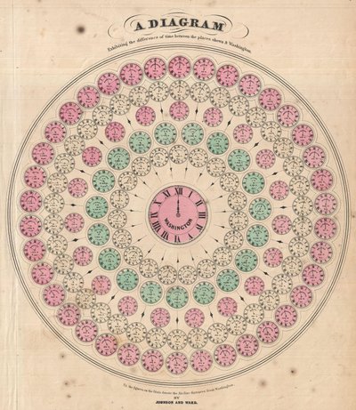 图表显示所显示的地点与华盛顿之间的时间差异 作者 阿尔文·杰维特·约翰逊（Alvin Jewett Johnson）